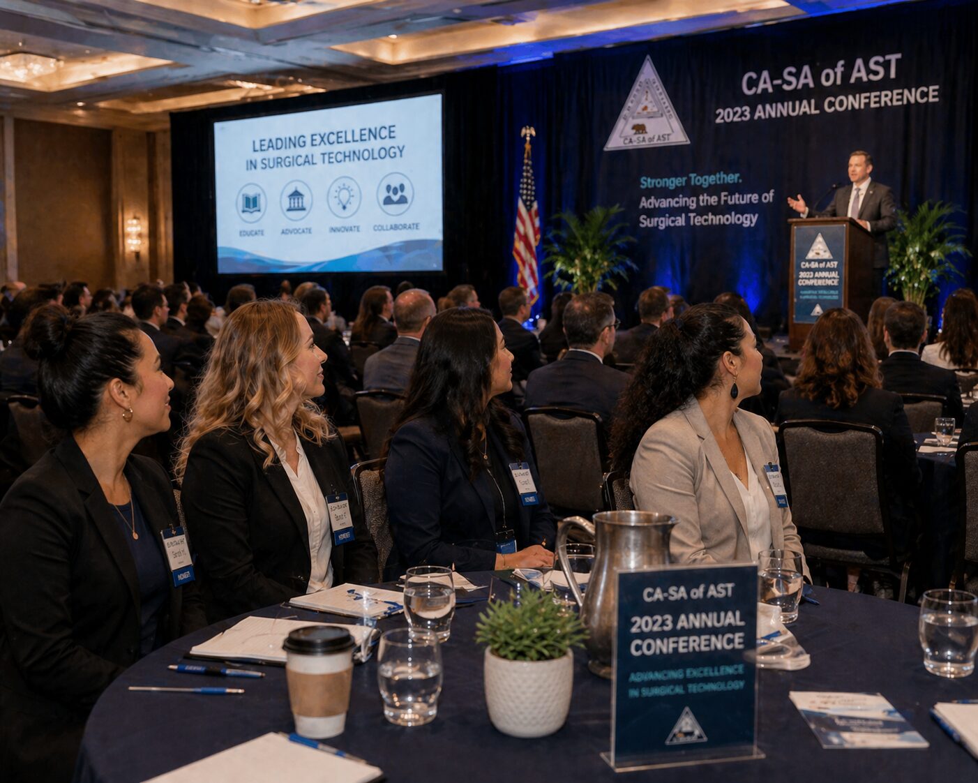 CA-SA of AST 2023 Annual Conference — members attending keynote session on leading excellence in surgical technology
